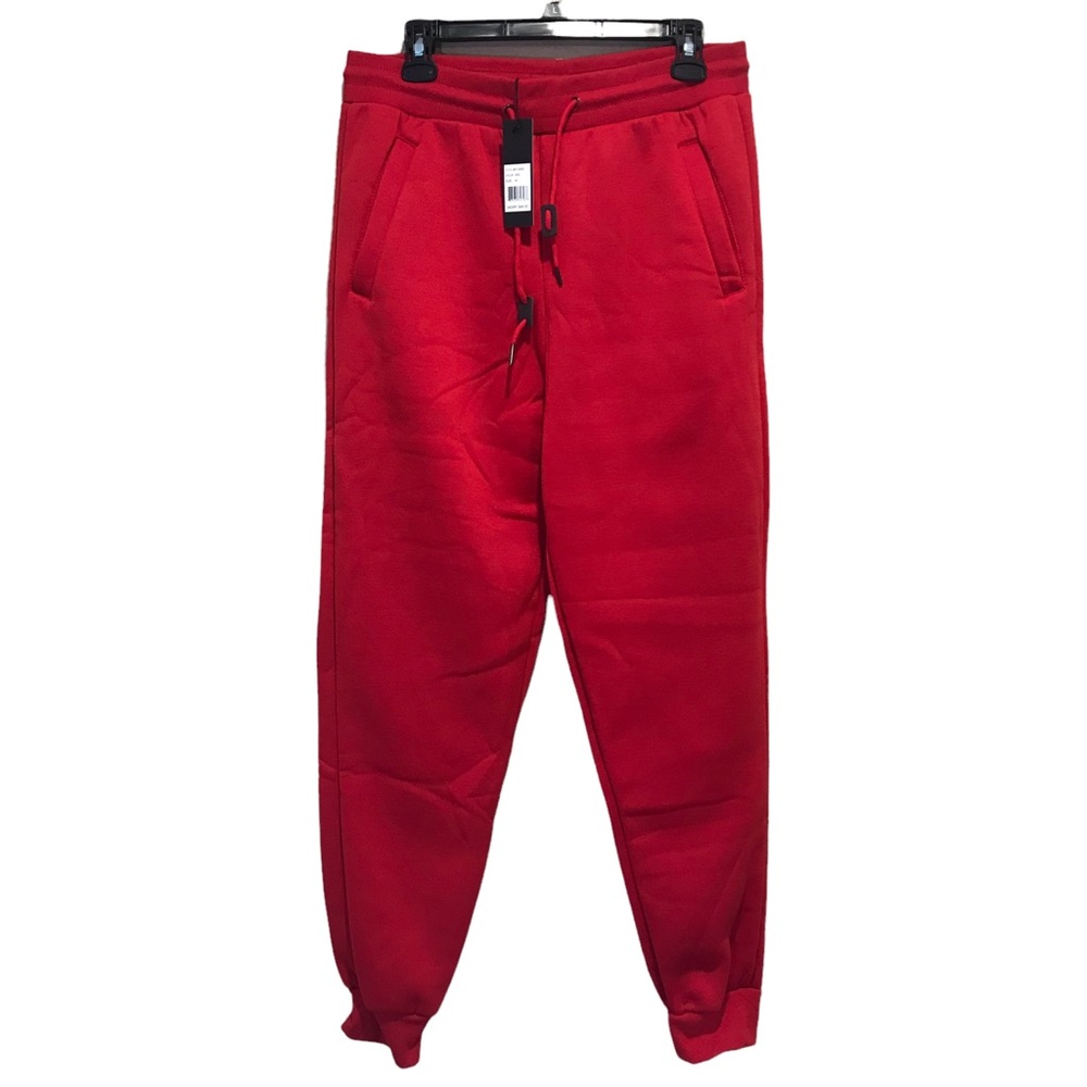 Galaxy by Harvic Mens Jogger Athletic Pants Red Thick Size Medium NWT